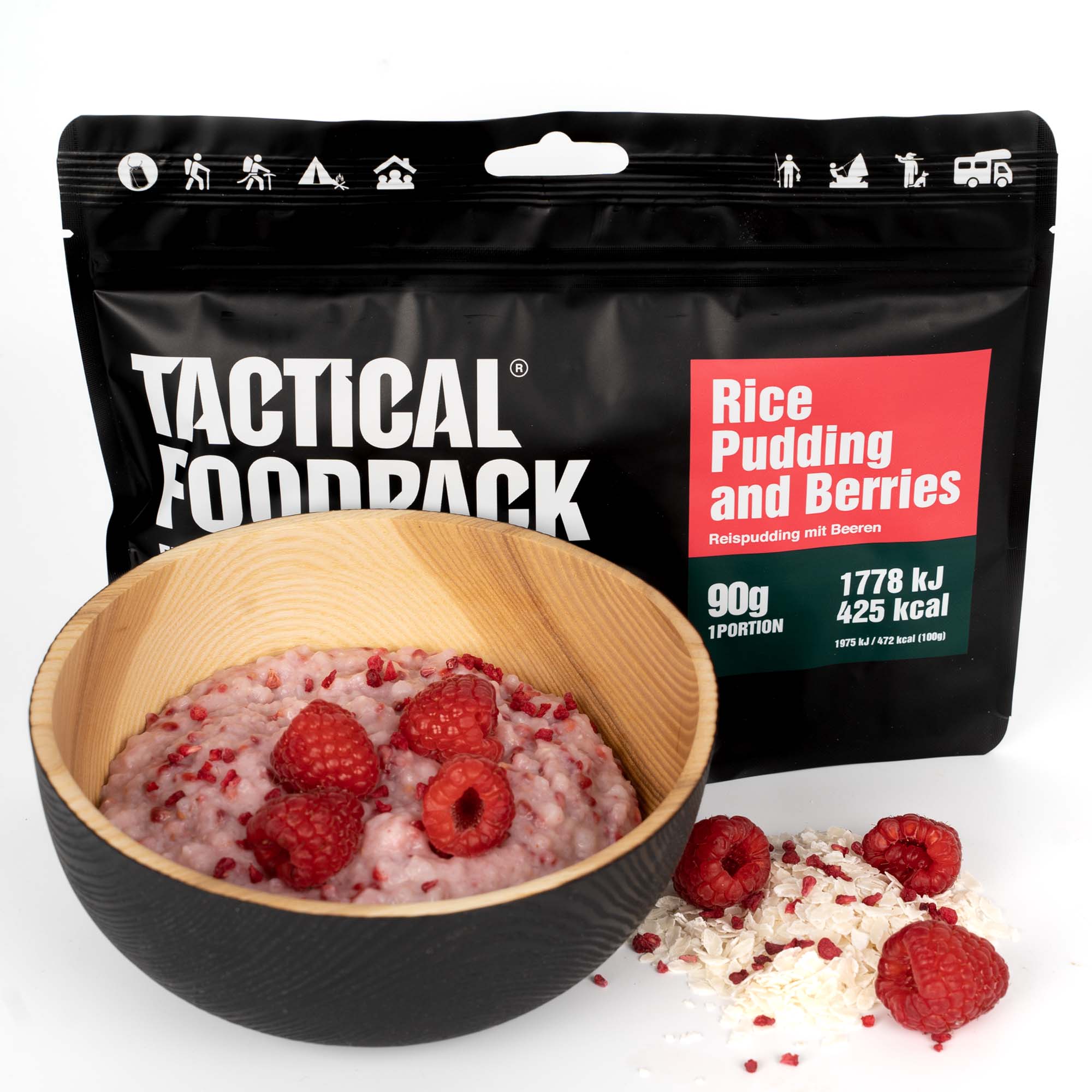 Tactical Foodpack Outdoor Nahrung Reispudding mit Beeren